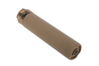 SureFire's FDE SOCOM 7.62 MINI2 Compact Fast Attach Rifle Silencer has a durable Cerakote finish